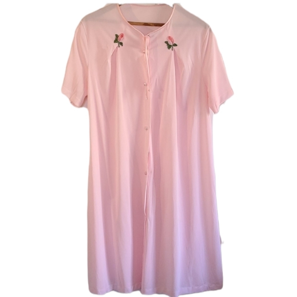 Vintage Kayser pink embroidered robe, size large